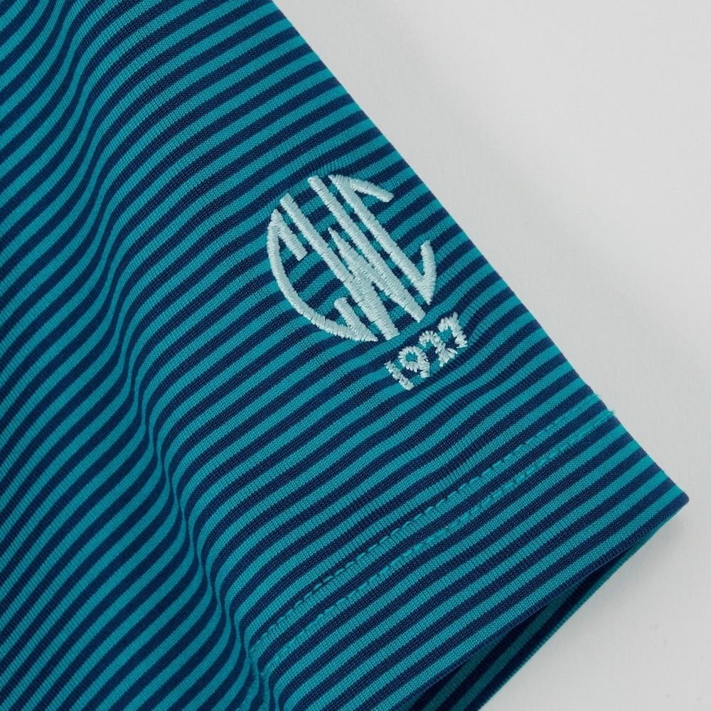 GREYSON Men's XL Striped Golf Polo Shirt Teal Navy Performance Short Sleeve - Picture 4 of 11
